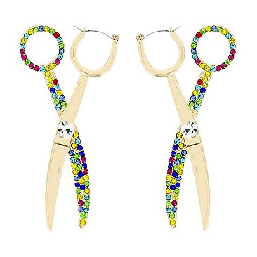 Large Trendy SCISSORS EARRINGS with crystals