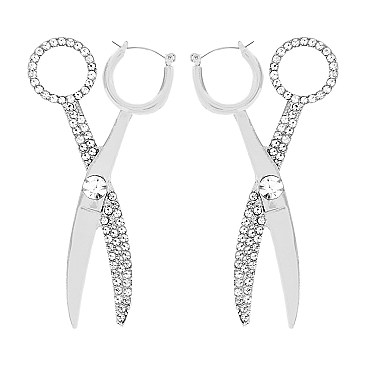 Large Trendy SCISSORS EARRINGS with crystals