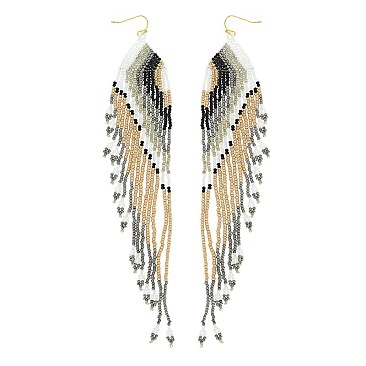 Angel Wing Beaded Fringe Tassel Earrings