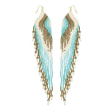 Angel Wing Beaded Fringe Tassel Earrings