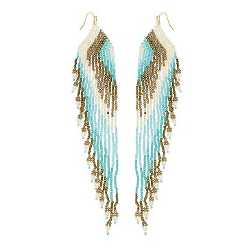 Angel Wing Beaded Fringe Tassel Earrings