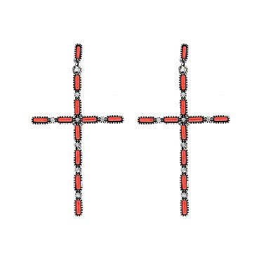 STYLISH WESTERN TURQUOISE CROSS DROP EARRINGS