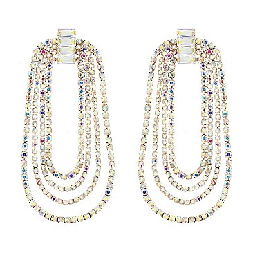 FASHION LAYERED RHINESTONE DROP EARRINGS