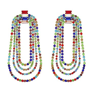 FASHION LAYERED RHINESTONE DROP EARRINGS