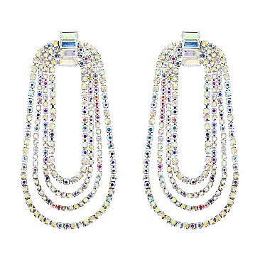 FASHION LAYERED RHINESTONE DROP EARRINGS