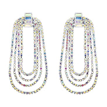 FASHION LAYERED RHINESTONE DROP EARRINGS