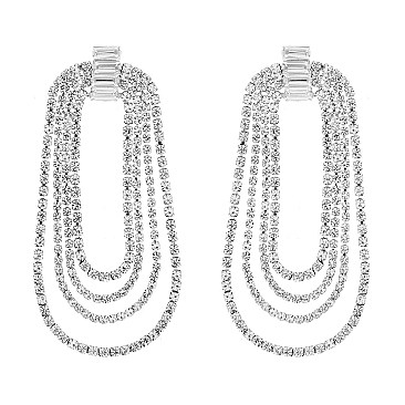 FASHION LAYERED RHINESTONE DROP EARRINGS