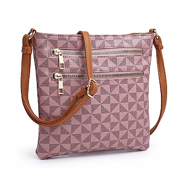 Monogram Dual Zipper Crossbody Bag