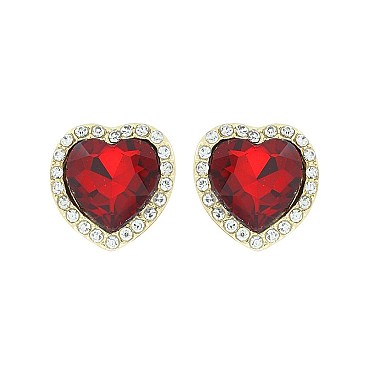 CHARMING HEART GEMSTONE STUD EARRINGS