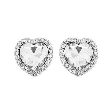 CHARMING HEART GEMSTONE STUD EARRINGS