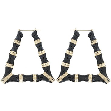CHIC TRIANGLE BAMBOO and Enamel  EARRINGS