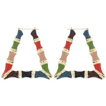 CHIC TRIANGLE BAMBOO and Enamel  EARRINGS