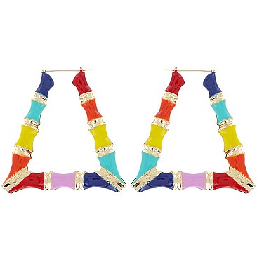 CHIC TRIANGLE BAMBOO and Enamel  EARRINGS