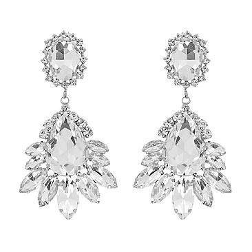 EVENING COCKTAIL CRYSTAL TEARDROP DANGLE EARRINGS