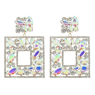 CRYSTAL SQUARE DANGLE EARRINGS