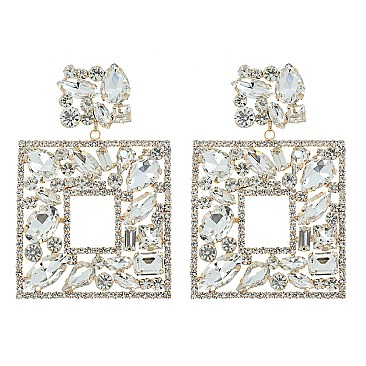 CRYSTAL SQUARE DANGLE EARRINGS