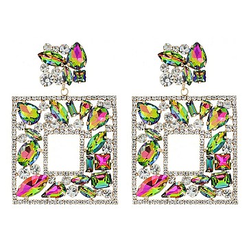 CRYSTAL SQUARE DANGLE EARRINGS