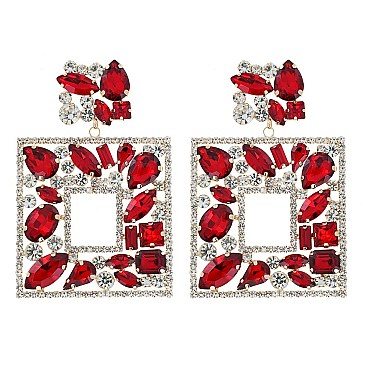 CRYSTAL SQUARE DANGLE EARRINGS