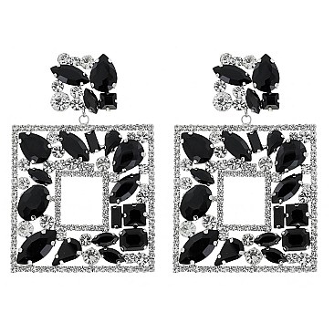 CRYSTAL SQUARE DANGLE EARRINGS