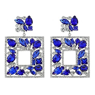 CRYSTAL SQUARE DANGLE EARRINGS