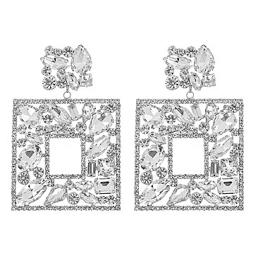 CRYSTAL SQUARE DANGLE EARRINGS