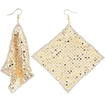 Disco Metal Mesh Sequin Drop Earrings