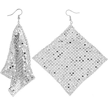 Disco Metal Mesh Sequin Drop Earrings