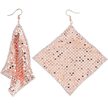 Disco Metal Mesh Sequin Drop Earrings