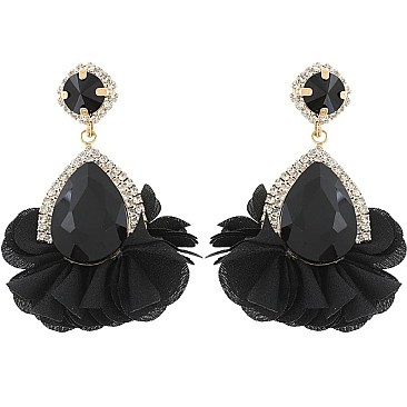 Evening Glam Teardrop Halo Bloom Drop Earrings