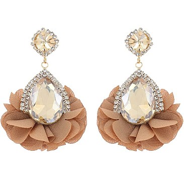 Evening Glam Teardrop Halo Bloom Drop Earrings