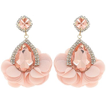 Evening Glam Teardrop Halo Bloom Drop Earrings