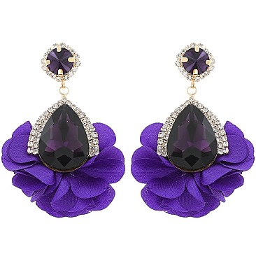 Evening Glam Teardrop Halo Bloom Drop Earrings