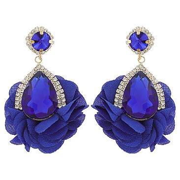 Evening Glam Teardrop Halo Bloom Drop Earrings