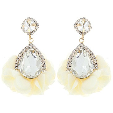 Evening Glam Teardrop Halo Bloom Drop Earrings