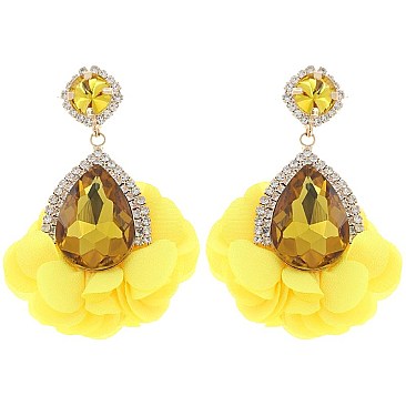 Evening Glam Teardrop Halo Bloom Drop Earrings