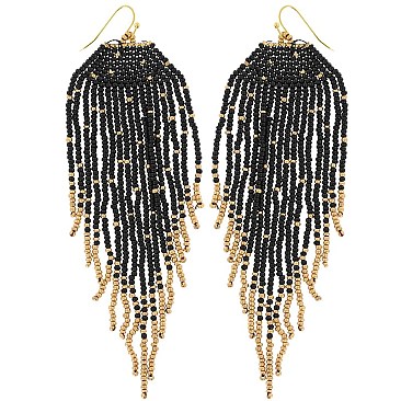 Large Native Western Style Seed Bead Drop Earrings