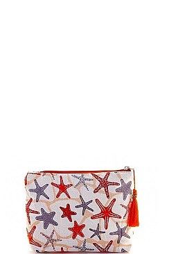 CUTE STARFISH PRINT POUCH COSMETIC BAG