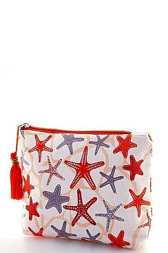 CUTE STARFISH PRINT POUCH COSMETIC BAG