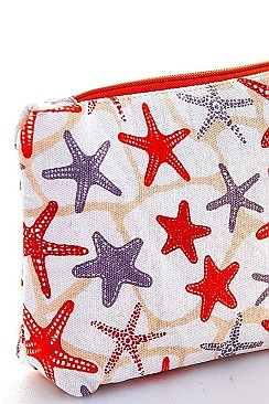 CUTE STARFISH PRINT POUCH COSMETIC BAG