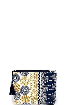 STYLISH ABSTRACT POUCH COSMETIC BAG WITH TASSEL