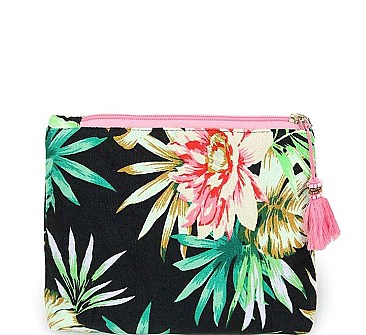 TRENDY FLOWER CANVAS TASSEL CLUTCH JYEABG-0207