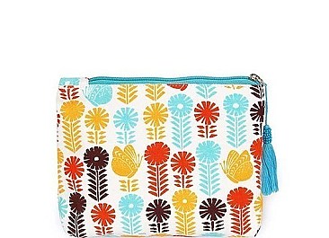 FLOWER AND BUTTERFLY POUCH COSMETIC BAG