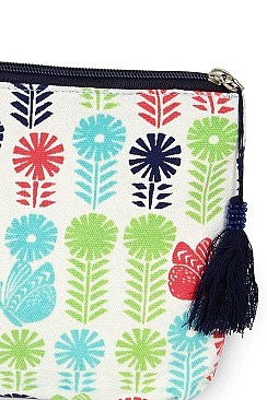 FLOWER AND BUTTERFLY POUCH COSMETIC BAG