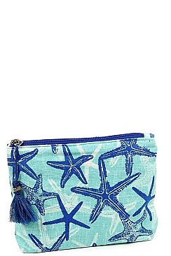 STYLISH STARFISH POUCH COSMETIC BAG WITH TASSEL