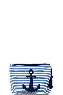 ANCHOR AND STRIPE POUCH COSMETIC BAG