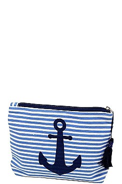 ANCHOR AND STRIPE POUCH COSMETIC BAG