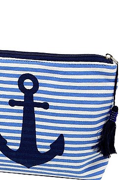 ANCHOR AND STRIPE POUCH COSMETIC BAG