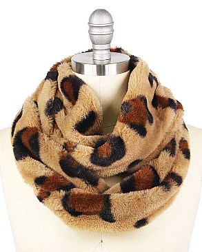 LEOPARD PRINT FUR INFINITY SCARF