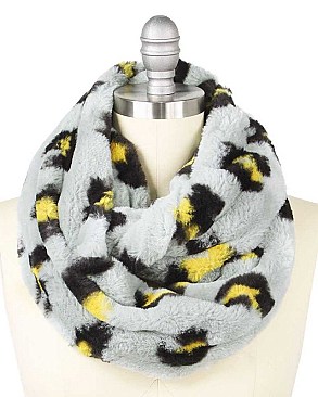 LEOPARD PRINT FUR INFINITY SCARF