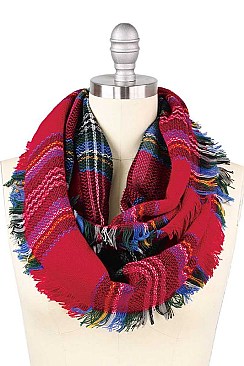 CHIC WOVEN PLAID INFINITY SCARF